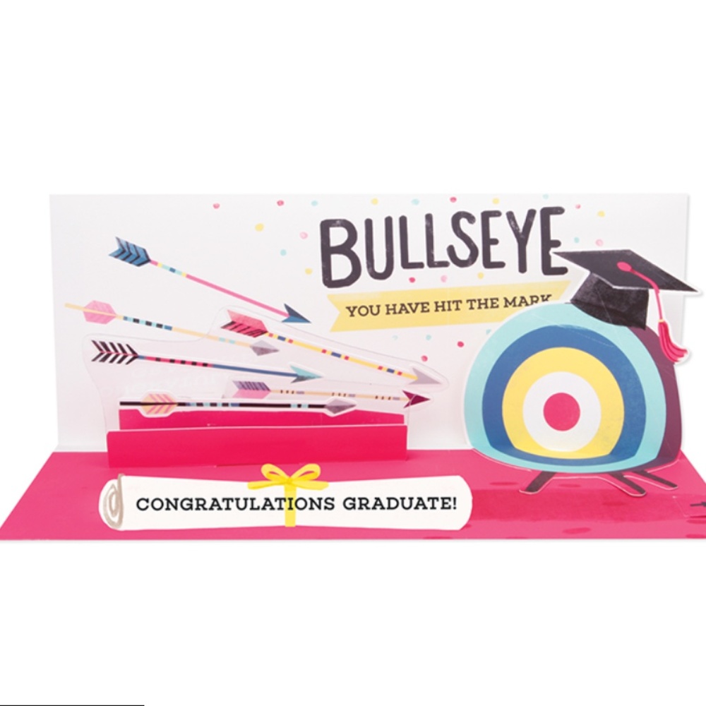 Panoramic GRADUATION Pop-Up Greeting Card BULLSEYE!